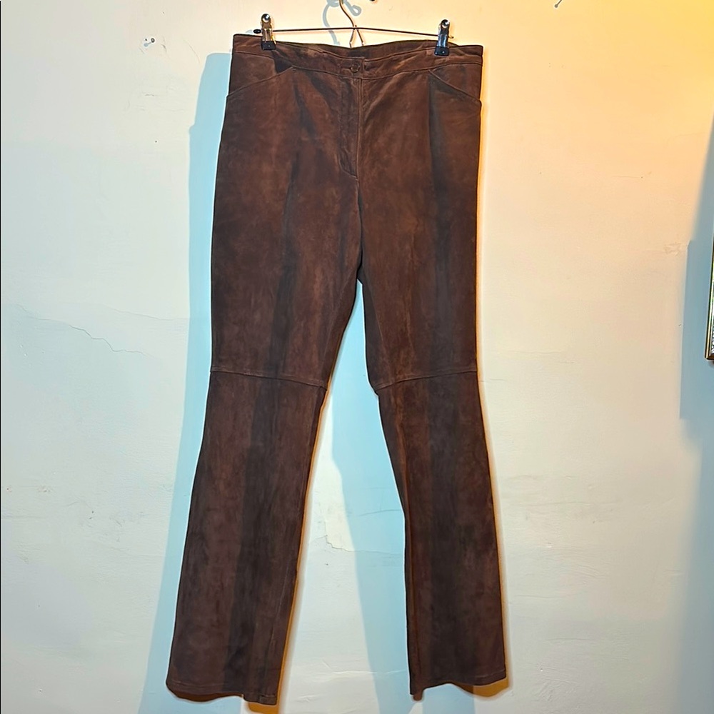Brown Suede flare boot cut Pants size 12 - Picture 4 of 7